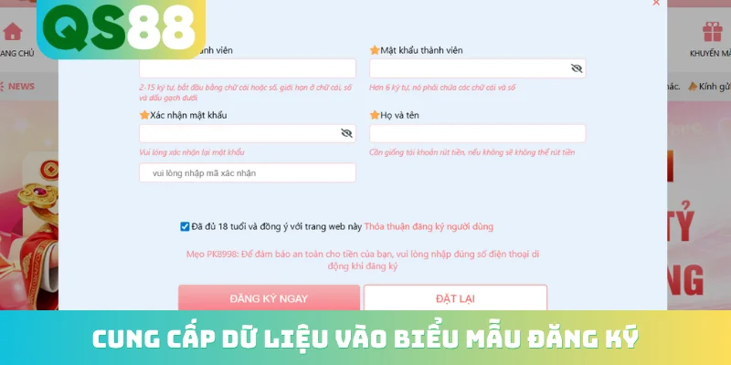 Đăng Ký QS88 - Nhận Ngay Ưu Đãi Độc Quyền Lên Đến 18.888k