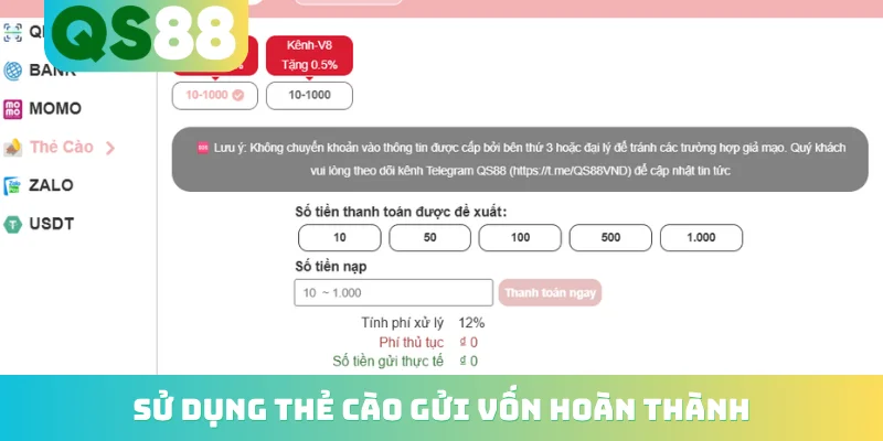 Nạp Tiền QS88 - 3 Phương Thức Giao Dịch Chuẩn Nhất